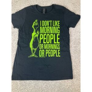 The Grinch I Dont Like Morning People T‎ Shirt Black Neon Green Dr Seuss Small